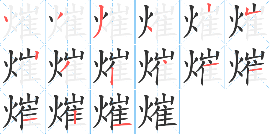 熣字的笔顺分布演示