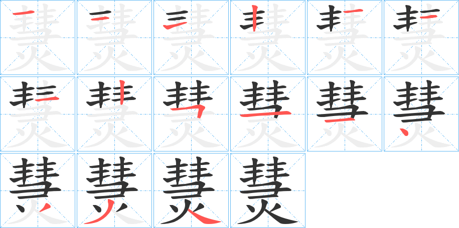 熭字的笔顺分布演示