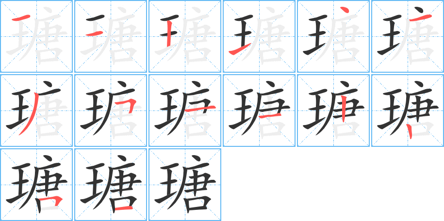 瑭字的笔顺分布演示