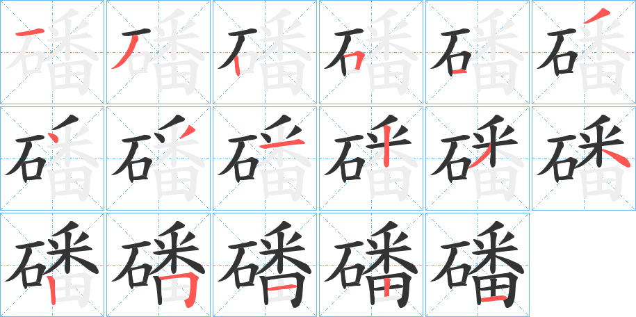 磻字的笔顺分布演示