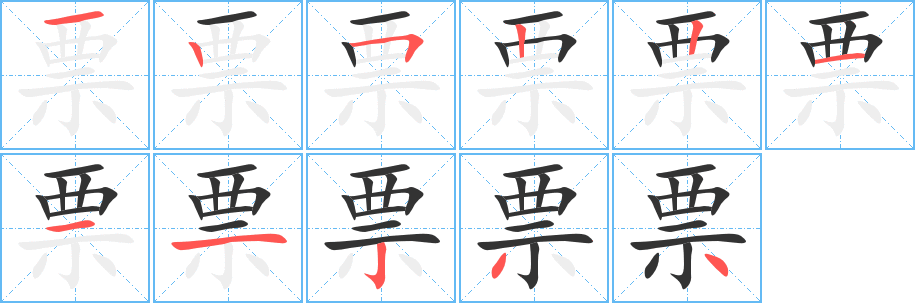 票字的笔顺分布演示