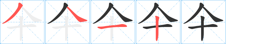 仐字的笔顺分布演示