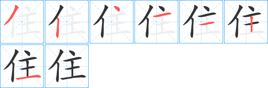 住字的笔顺分布演示