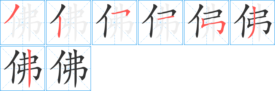 佛字的笔顺分布演示