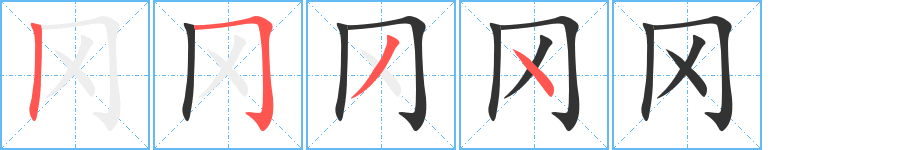 冈字的笔顺分布演示