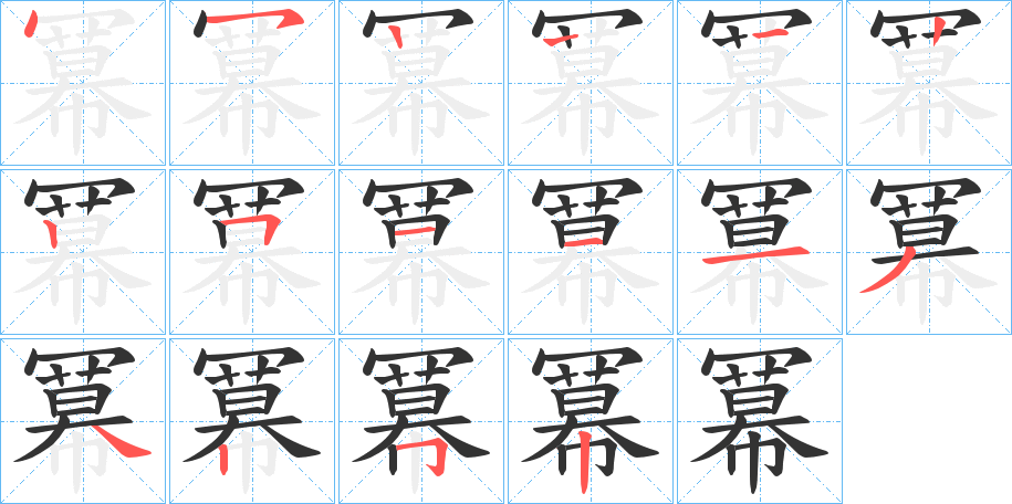 冪字的笔顺分布演示