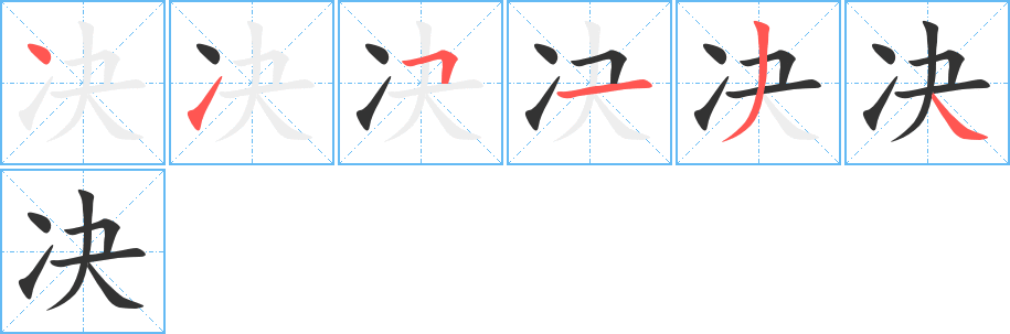 决字的笔顺分布演示