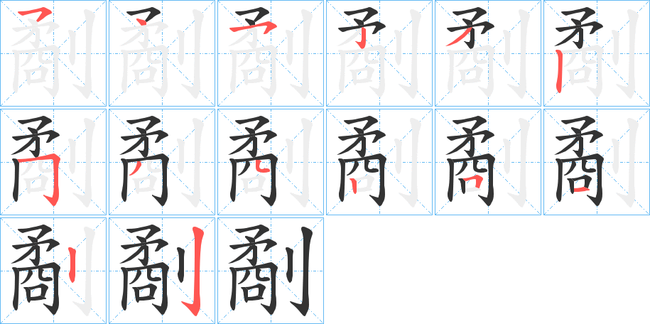 劀字的笔顺分布演示