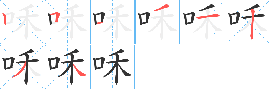 咊字的笔顺分布演示