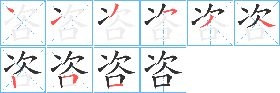 咨字的笔顺分布演示