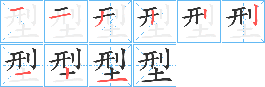 型字的笔顺分布演示