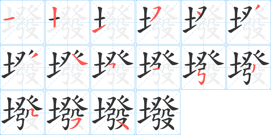 墢字的笔顺分布演示