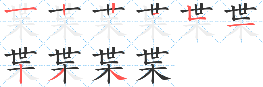 枼字的笔顺分布演示