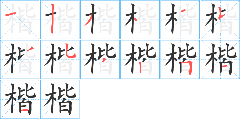 楷字的笔顺分布演示