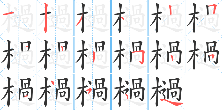 檛字的笔顺分布演示