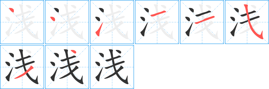 浅字的笔顺分布演示