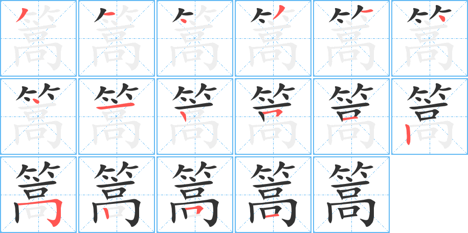 篙字的笔顺分布演示