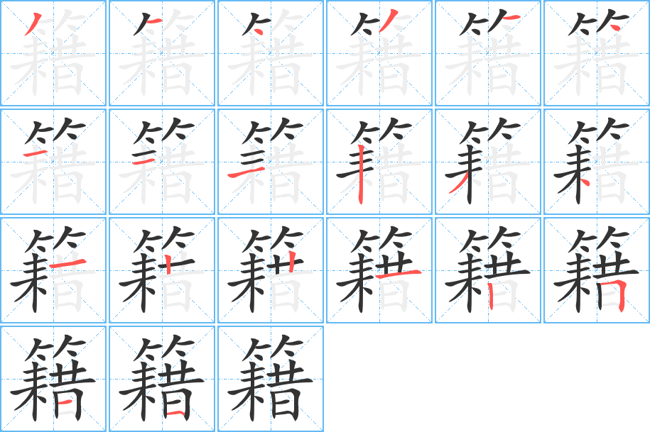 籍字的笔顺分布演示