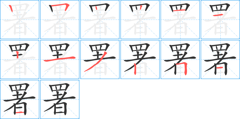 署字的笔顺分布演示