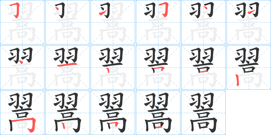 翯字的笔顺分布演示