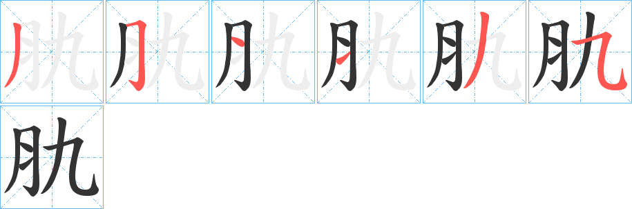 肍字的笔顺分布演示