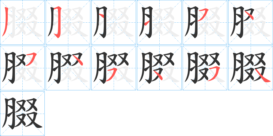 腏字的笔顺分布演示