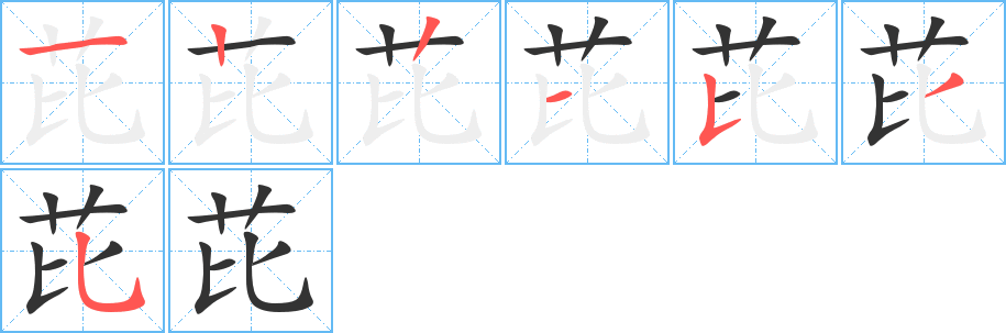 芘字的笔顺分布演示