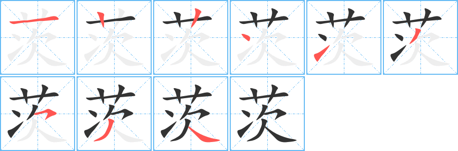 茨字的笔顺分布演示