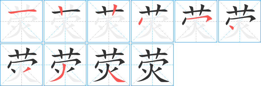 荧字的笔顺分布演示