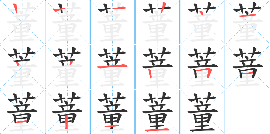 蕫字的笔顺分布演示