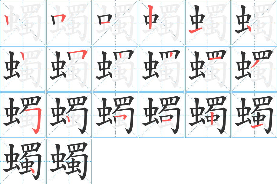 蠋字的笔顺分布演示