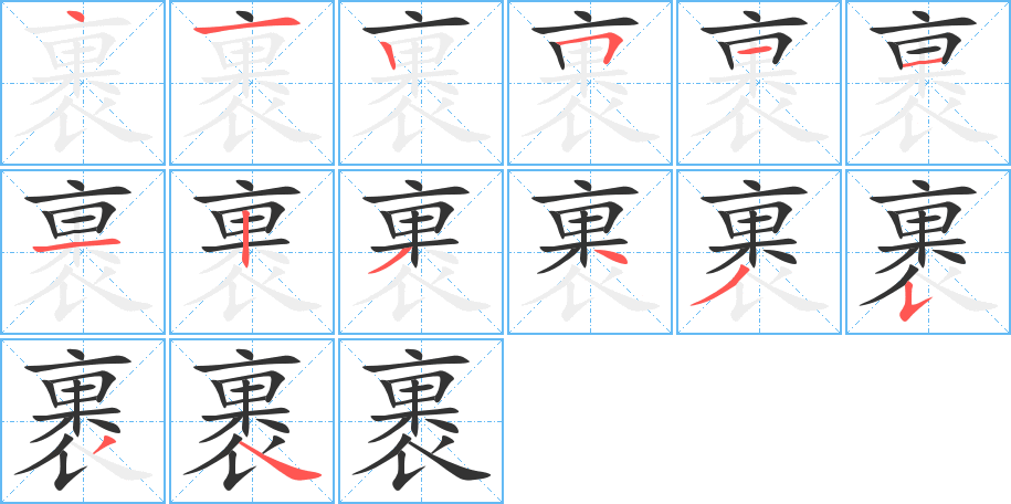 裹字的笔顺分布演示