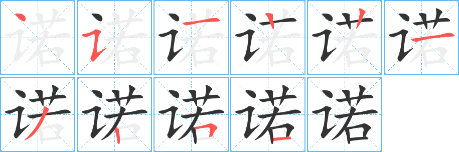 诺字的笔顺分布演示