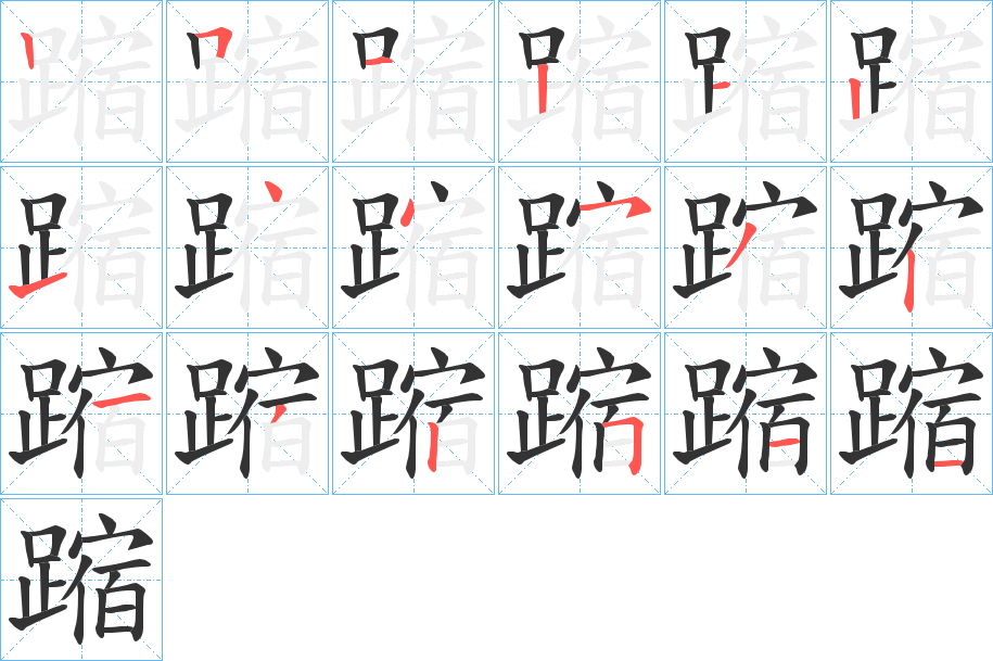 蹜字的笔顺分布演示