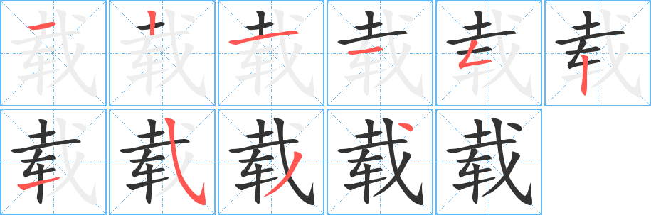 载字的笔顺分布演示