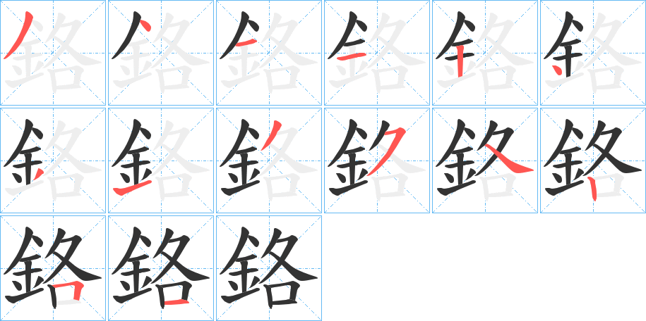 鉻字的笔顺分布演示