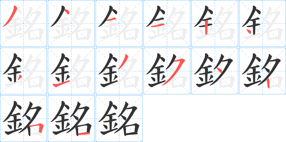 銘字的笔顺分布演示