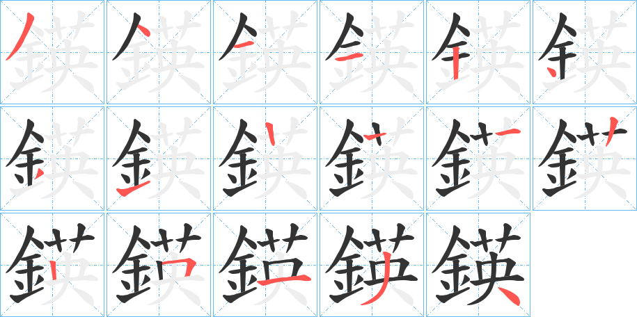 鍈字的笔顺分布演示