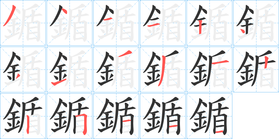 鍎字的笔顺分布演示