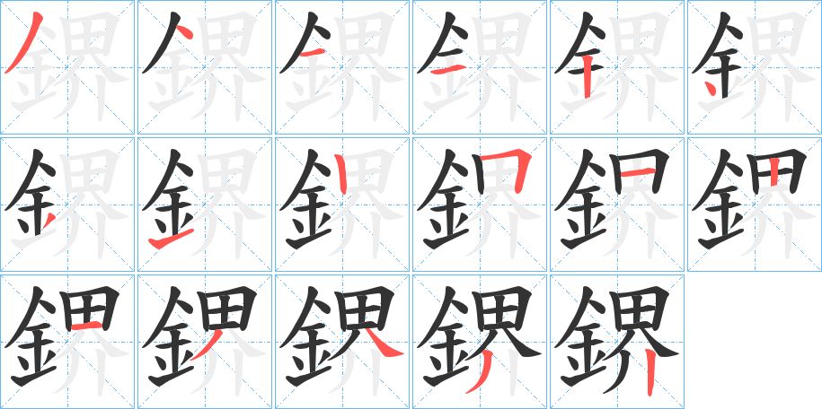 鎅字的笔顺分布演示