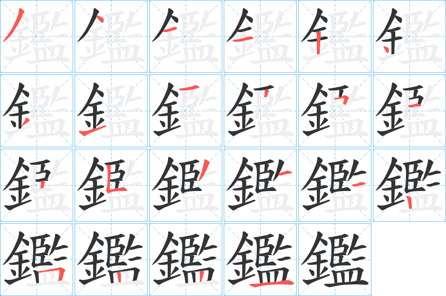 鑑字的笔顺分布演示