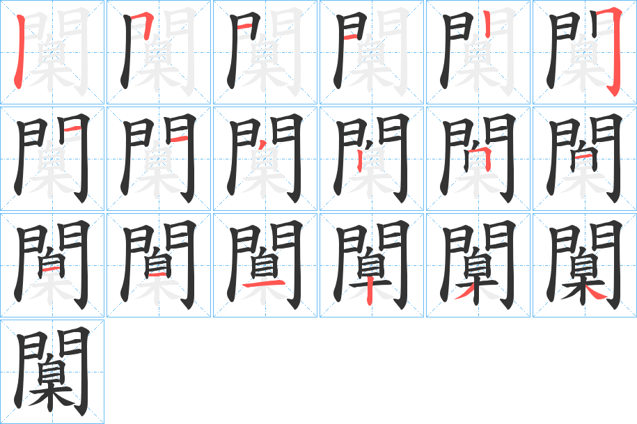 闑字的笔顺分布演示