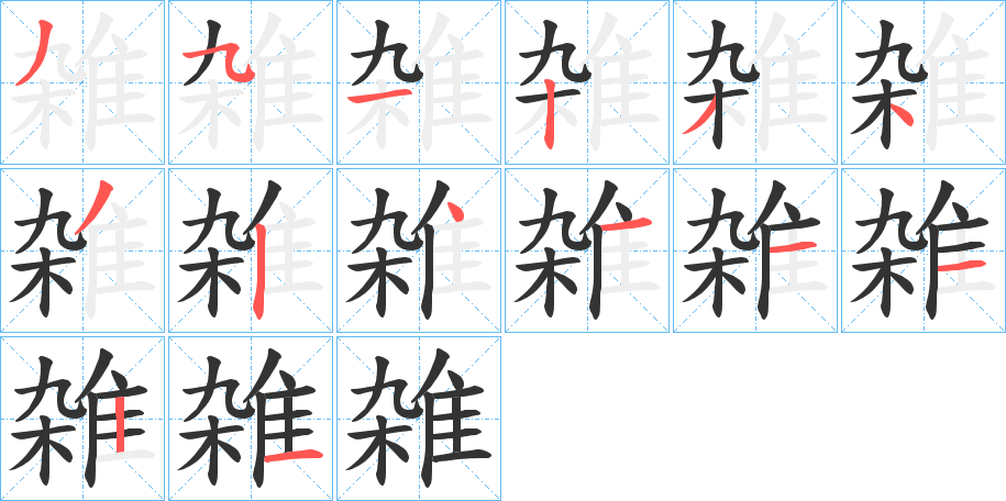 雑字的笔顺分布演示