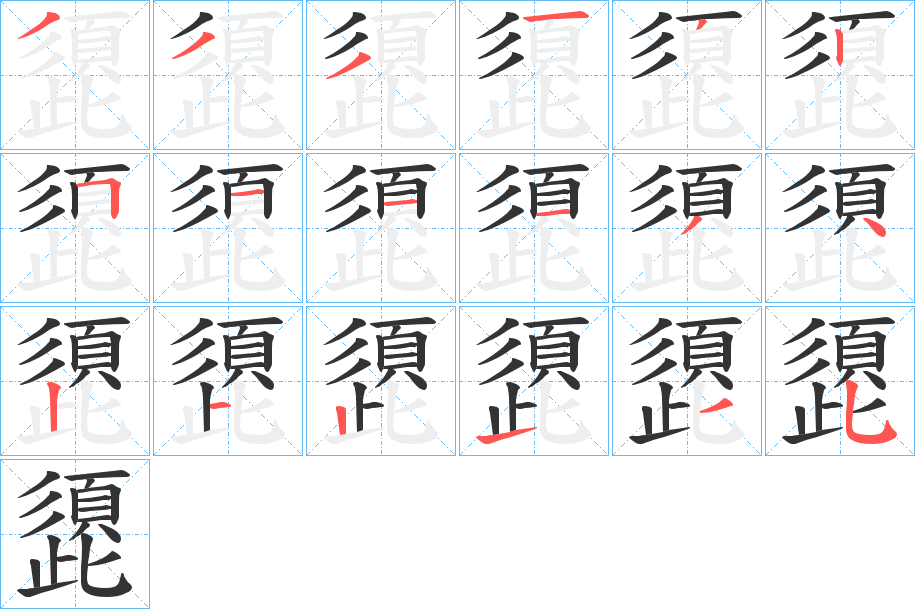 頾字的笔顺分布演示