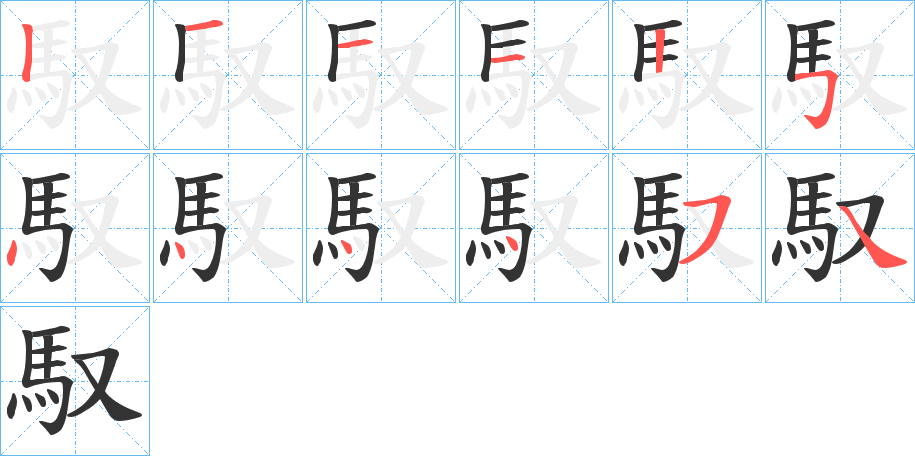 馭字的笔顺分布演示