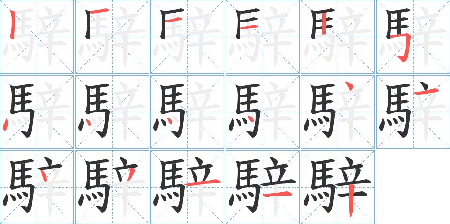 騂字的笔顺分布演示