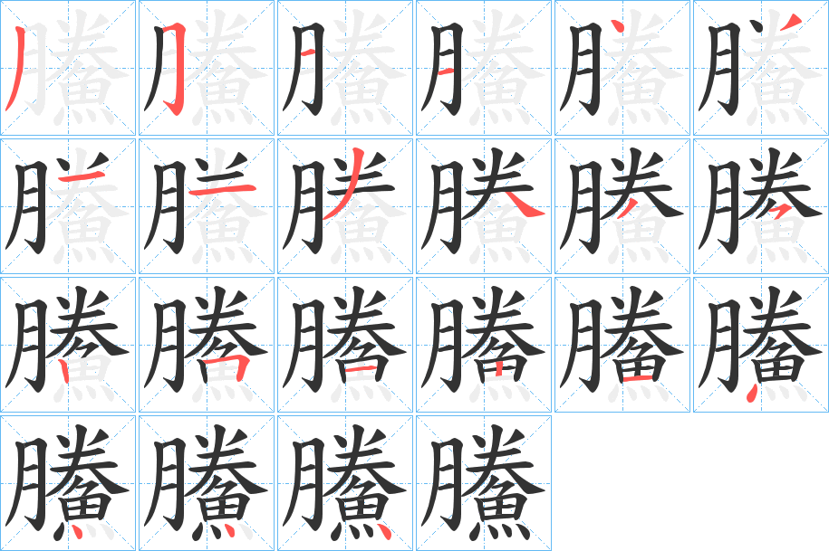 鰧字的笔顺分布演示