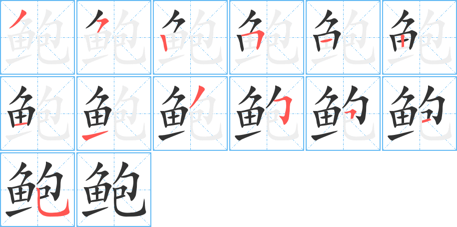 鲍字的笔顺分布演示