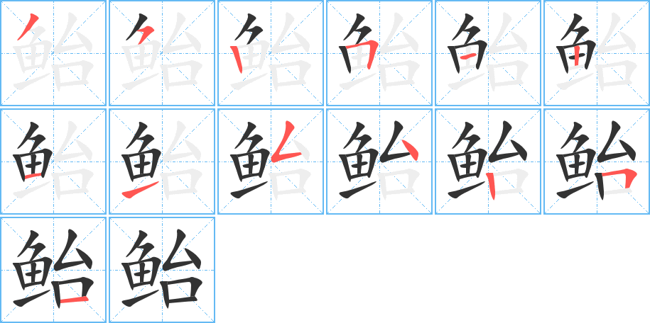 鲐字的笔顺分布演示