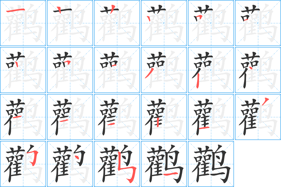 鹳字的笔顺分布演示